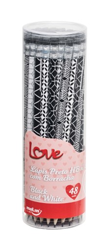 LÁPIS PRETO HB LOVE BLACK AND WHITE COM BORRACHA – 22887