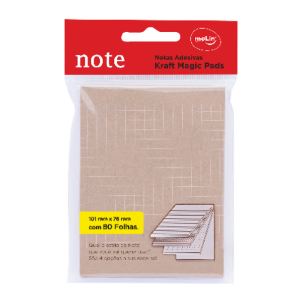 BLOCO DE NOTAS ADESIVAS KRAFT MAGIC 101 mm x 76 mm – 23321