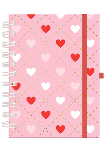 CADERNO A6 ARGOLADO PINK HEART – 40057