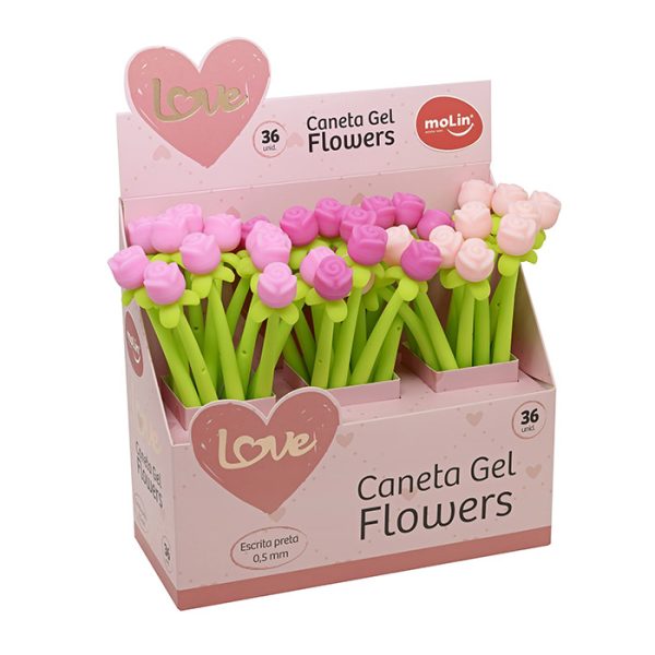 CANETA GEL LOVE FLOWERS ROSA 0,5 MM – 1334