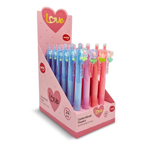 CANETA RETRÁTIL LOVE FLOWERS 3D 0,7 MM – 1359